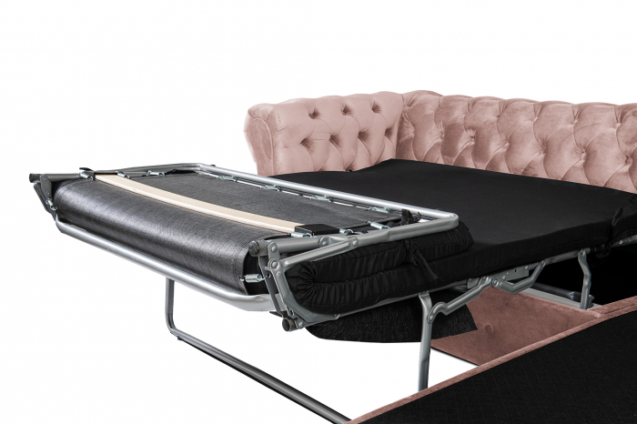 Canapea 2 locuri extensibila cu sezlong Chesterfield, roz, 245x85/175x70 cm [7]
