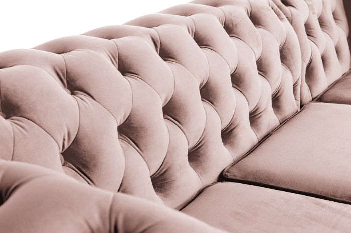 Canapea 2 locuri extensibila cu sezlong Chesterfield, roz, 245x85/175x70 cm [9]