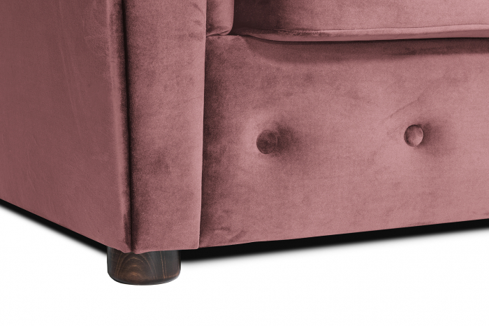 Canapea 2 locuri extensibila cu sezlong Chesterfield, roz, 245x85/175x70 cm [10]