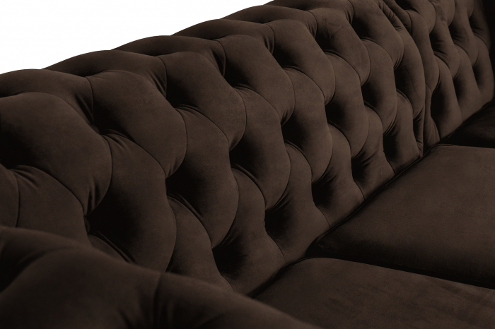 Canapea 2 locuri extensibila cu sezlong Chesterfield, maro, 245x85/175x70 cm [9]