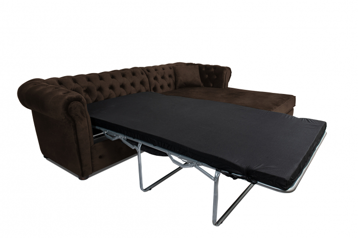 Canapea 2 locuri extensibila cu sezlong Chesterfield, maro, 245x85/175x70 cm [8]