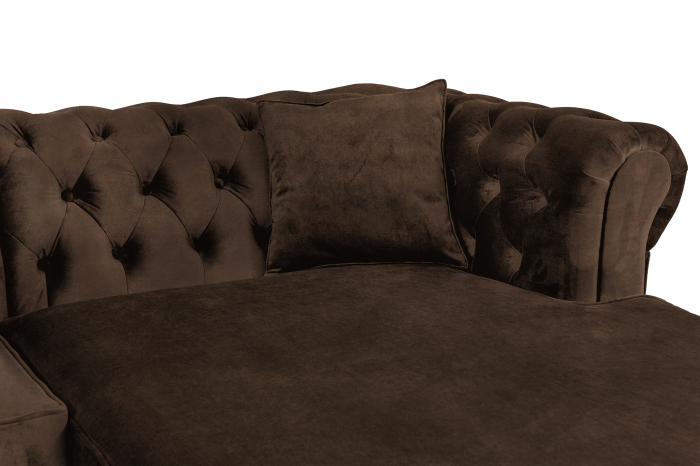 Canapea 2 locuri extensibila cu sezlong Chesterfield, maro, 245x85/175x70 cm [3]