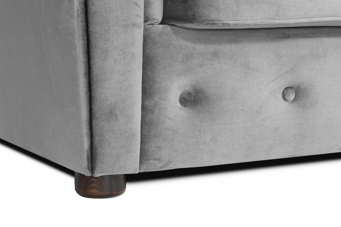 Canapea 2 locuri extensibila cu sezlong Chesterfield, gri, 245x85/175x70 cm [10]