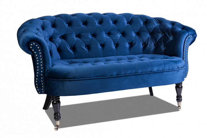 Canapea 2 locuri Filip Chesterfield, albastru, 152x82x82 [2]