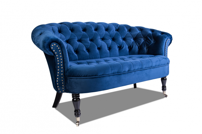Canapea 2 locuri Filip Chesterfield, albastru, 152x82x82 [3]