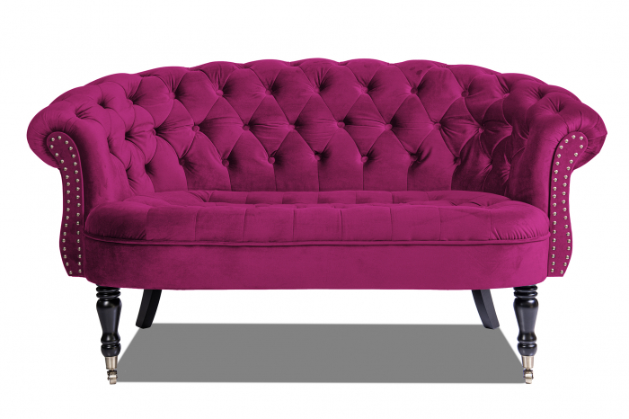 Canapea 2 locuri Filip Chesterfield, roz fuchsia, 152x82x82