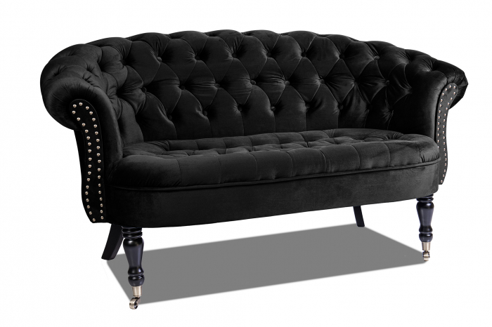 Canapea 2 locuri Filip Chesterfield, negru, 152x82x82 [2]