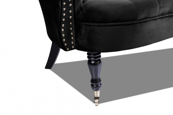 Canapea 2 locuri Filip Chesterfield, negru, 152x82x82 [3]