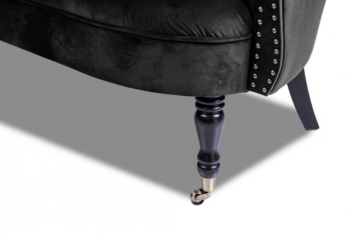 Canapea 2 locuri Filip Chesterfield, negru, 152x82x82 [6]