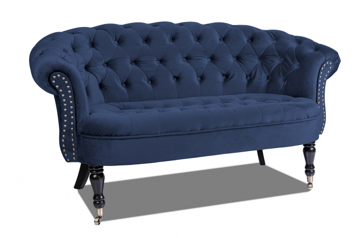 Canapea 2 locuri Filip Chesterfield, albastru petrol, 152x82x82 [2]