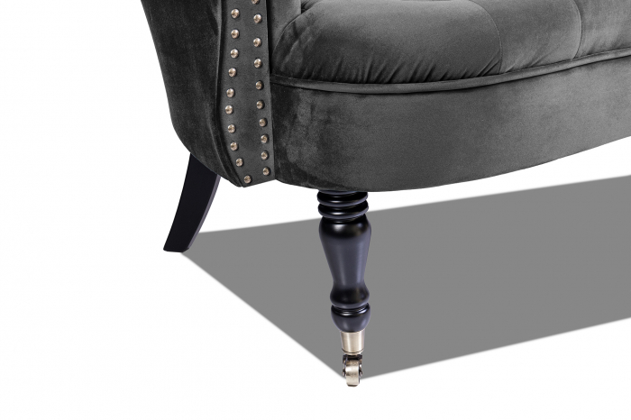 Canapea 2 locuri Filip Chesterfield, gri inchis, 152x82x82 [3]