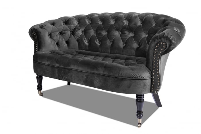 Canapea 2 locuri Filip Chesterfield, gri inchis, 152x82x82 [5]