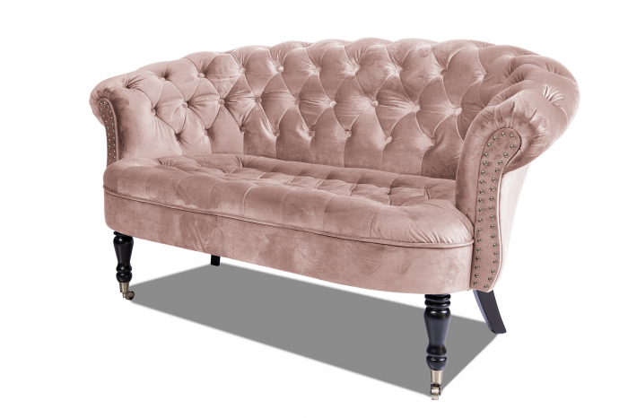 Canapea 2 locuri Filip Chesterfield, roz deschis, 152x82x82 [5]