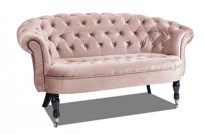 Canapea 2 locuri Filip Chesterfield, roz deschis, 152x82x82 [2]