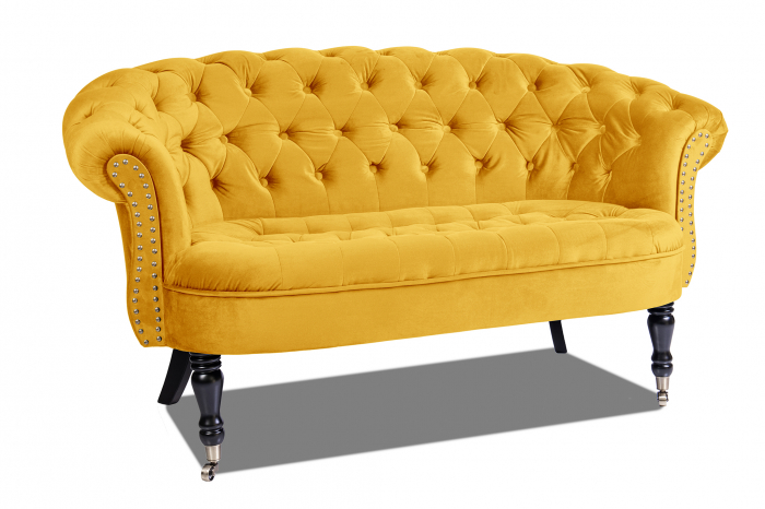 Canapea 2 locuri Filip Chesterfield, galben, 152x82x82 [2]