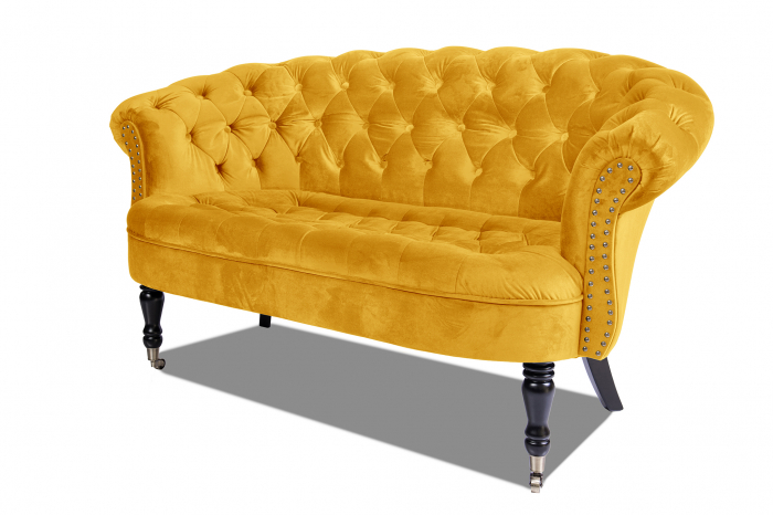 Canapea 2 locuri Filip Chesterfield, galben, 152x82x82 [5]