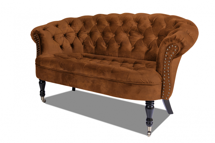 Canapea 2 locuri Filip Chesterfield, maro cogniac, 152x82x82 [5]