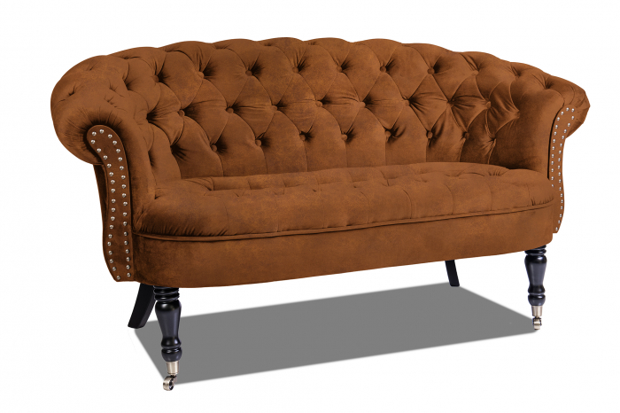 Canapea 2 locuri Filip Chesterfield, maro cogniac, 152x82x82 [2]