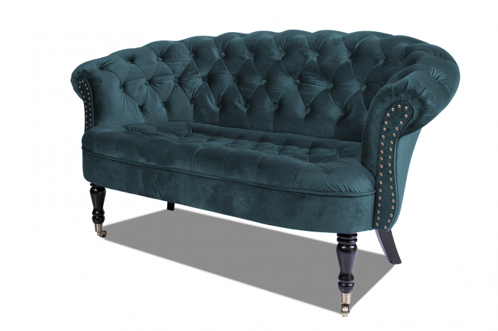 Canapea 2 locuri Filip Chesterfield, albastru verzui, 152x82x82 [5]