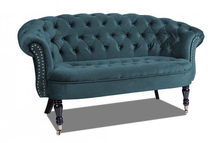 Canapea 2 locuri Filip Chesterfield, albastru verzui, 152x82x82 [2]