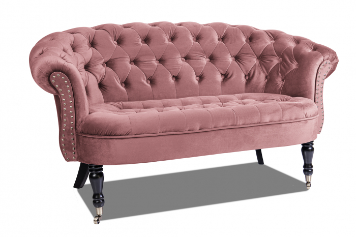 Canapea 2 locuri Filip Chesterfield, roz inchis, 152x82x82 [2]