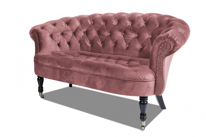 Canapea 2 locuri Filip Chesterfield, roz inchis, 152x82x82 [5]