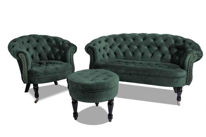 Canapea 2 locuri Filip Chesterfield, verde, 152x82x82 [7]