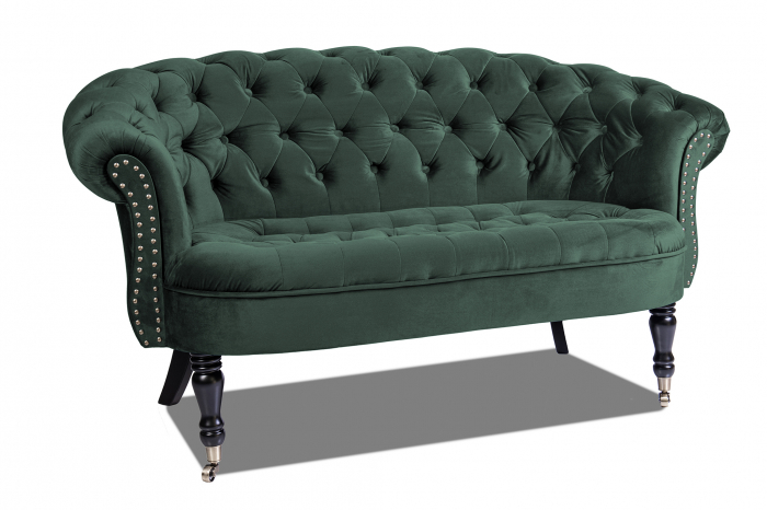 Canapea 2 locuri Filip Chesterfield, verde, 152x82x82 [2]