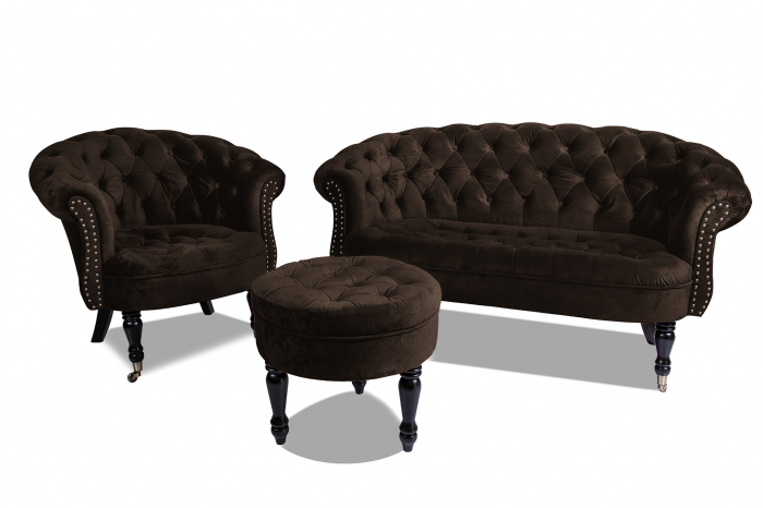 Canapea 2 locuri Filip Chesterfield, maro vintage, 152x82x82 [7]