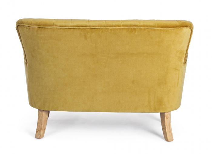 Canapea 2 locuri Orlins, Lemn/Poliester, Galben, 114x69x79 cm [2]