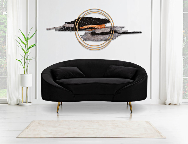 Canapea 2 locuri Oslo, Metal/Poliester, Negru/Auriu, 68x148x84 cm [10]