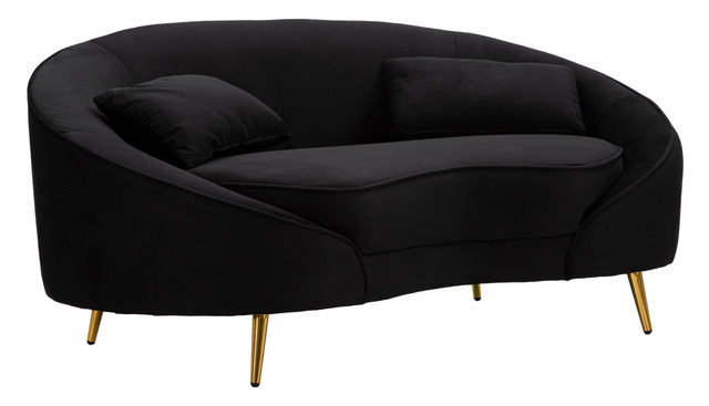 Canapea 2 locuri Oslo, Metal/Poliester, Negru/Auriu, 68x148x84 cm [2]