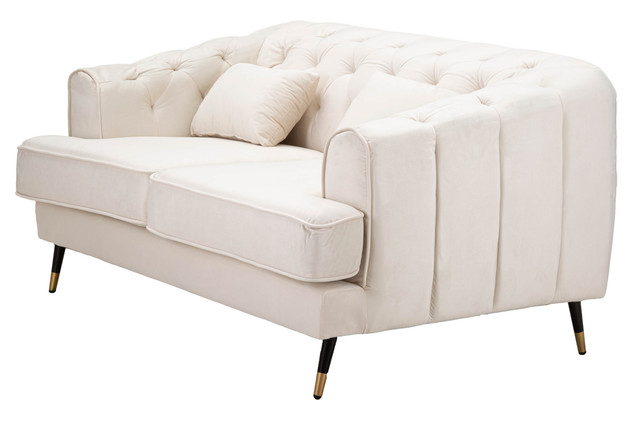 Canapea 2 locuri Praga, Metal/Poliester, Crem/Auriu, 71x146x86 cm [4]