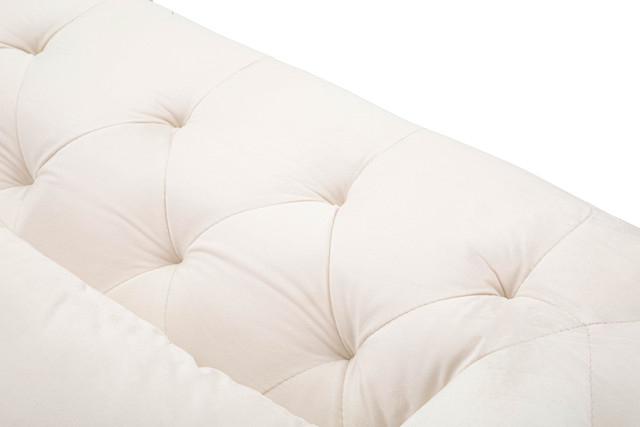 Canapea 2 locuri Praga, Metal/Poliester, Crem/Auriu, 71x146x86 cm [6]