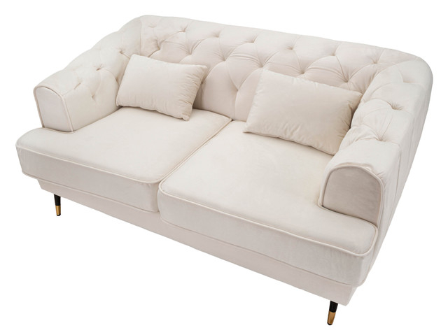 Canapea 2 locuri Praga, Metal/Poliester, Crem/Auriu, 71x146x86 cm [5]