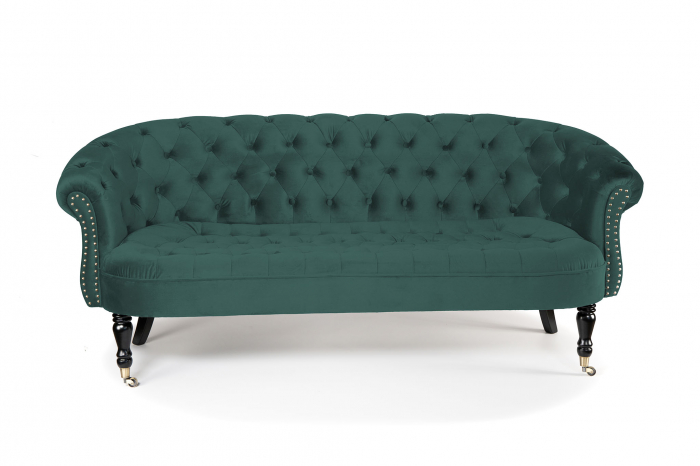 Canapea 3 locuri Filip Chesterfield, albastru verzui, 196x82x82 cm [7]
