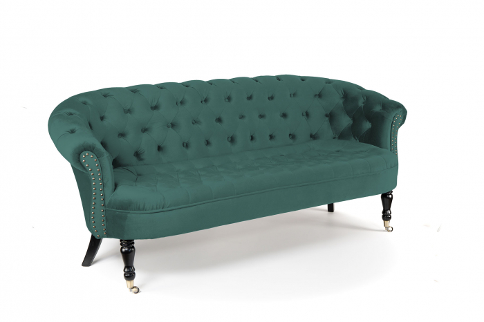 Canapea 3 locuri Filip Chesterfield, albastru verzui, 196x82x82 cm [6]