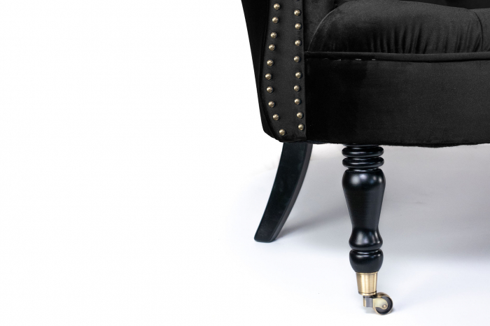 Canapea 3 locuri Filip Chesterfield, negru, 196x82x82 cm [8]