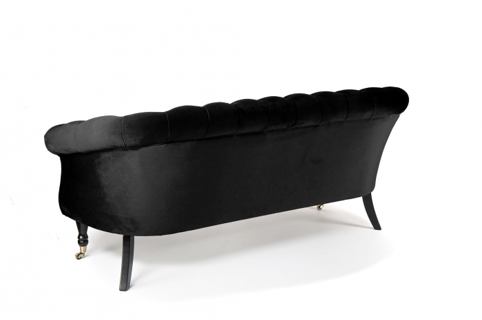 Canapea 3 locuri Filip Chesterfield, negru, 196x82x82 cm [3]