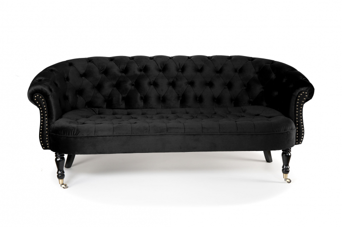 Canapea 3 locuri Filip Chesterfield, negru, 196x82x82 cm [7]