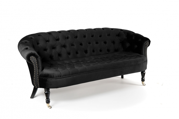 Canapea 3 locuri Filip Chesterfield, negru, 196x82x82 cm [6]