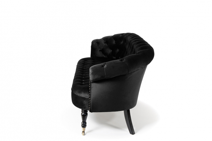 Canapea 3 locuri Filip Chesterfield, negru, 196x82x82 cm [2]