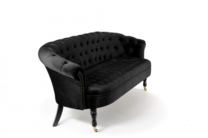 Canapea 3 locuri Filip Chesterfield, negru, 196x82x82 cm [5]