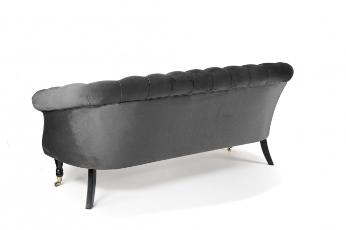 Canapea 3 locuri Filip Chesterfield, gri inchis, 196x82x82 cm [3]