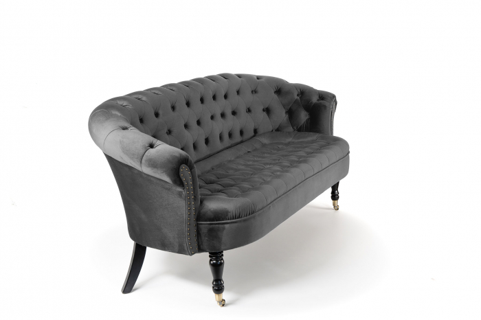 Canapea 3 locuri Filip Chesterfield, gri inchis, 196x82x82 cm [5]