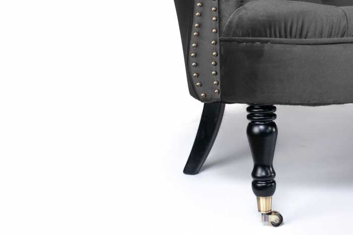 Canapea 3 locuri Filip Chesterfield, gri inchis, 196x82x82 cm [8]