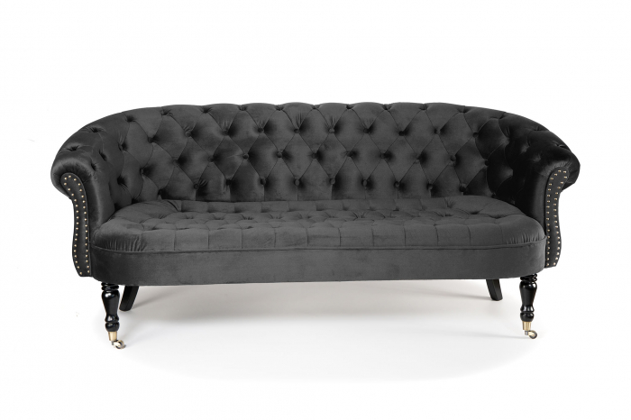 Canapea 3 locuri Filip Chesterfield, gri inchis, 196x82x82 cm [7]