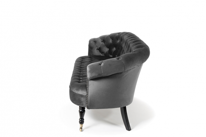 Canapea 3 locuri Filip Chesterfield, gri inchis, 196x82x82 cm [2]