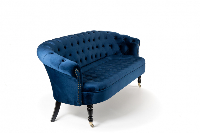 Canapea 3 locuri Filip Chesterfield, albastru, 196x82x82 cm [5]