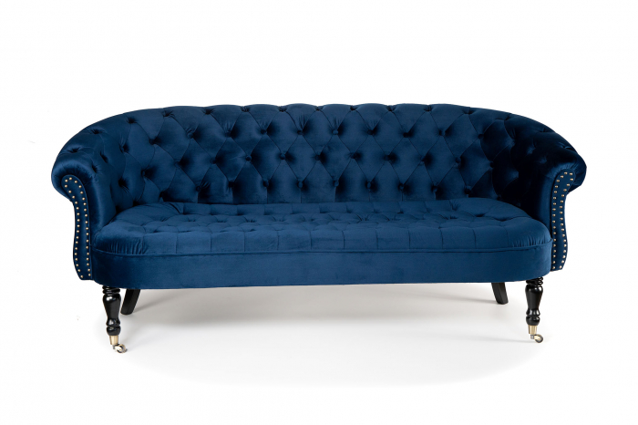 Canapea 3 locuri Filip Chesterfield, albastru, 196x82x82 cm [8]